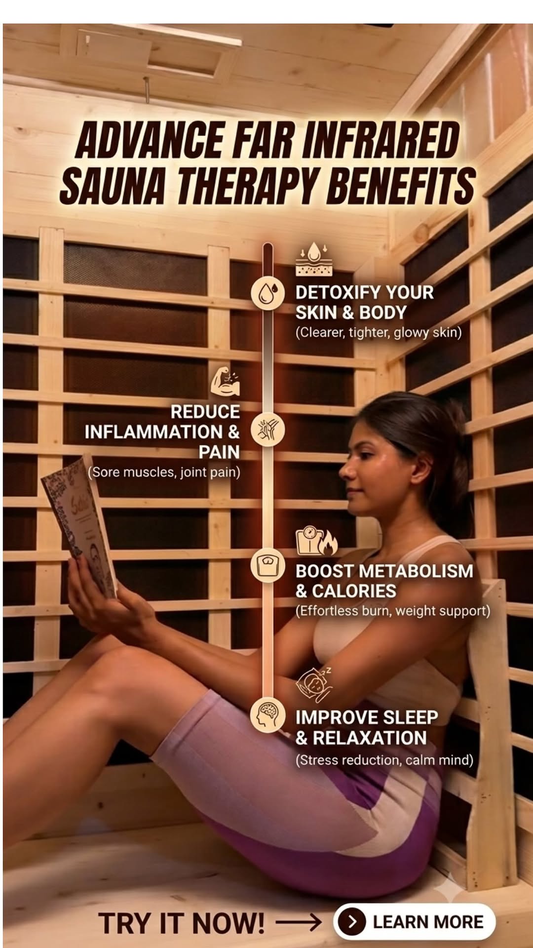 Far Infrared Sauna with Himalayan Salt Wall & Chromotherapy