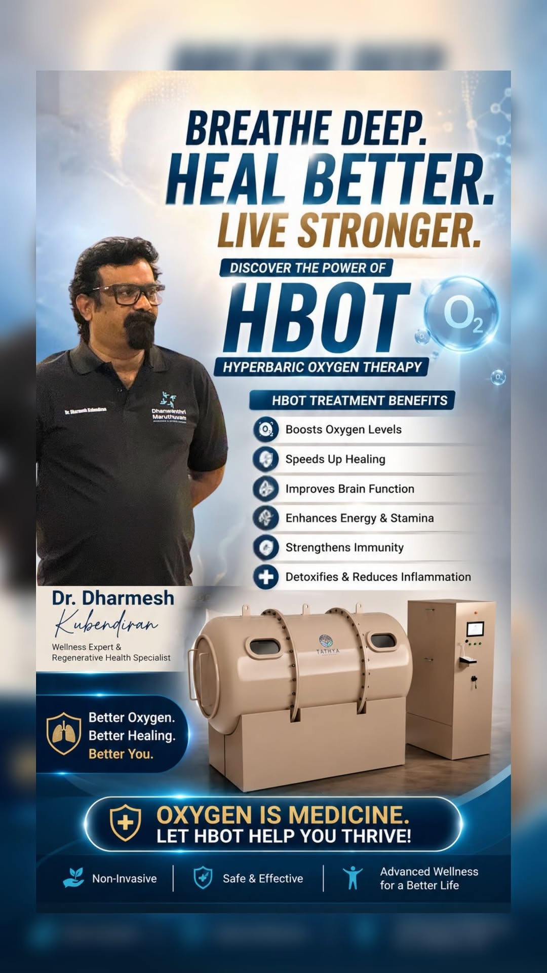 Hyperbaric Oxygen Therapy at Dhanvanthri Maruthuvam Centre Chennai